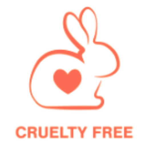 Cruelty Free logo with a rabbit silhouette and heart on a white background