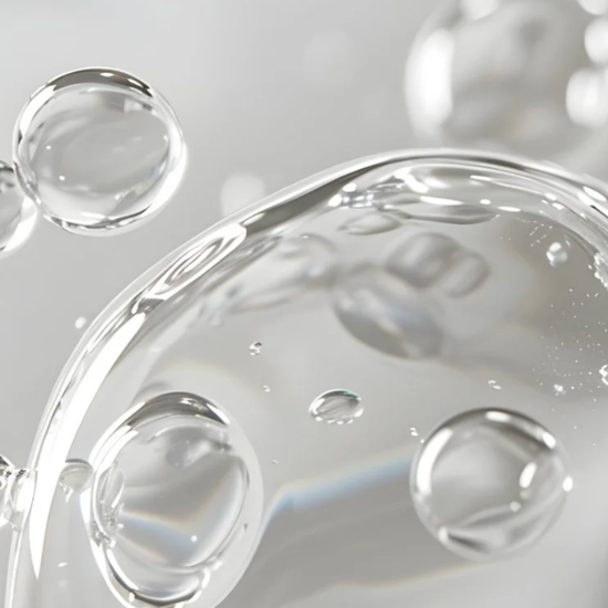 texture of bubbles from a liquid face mist